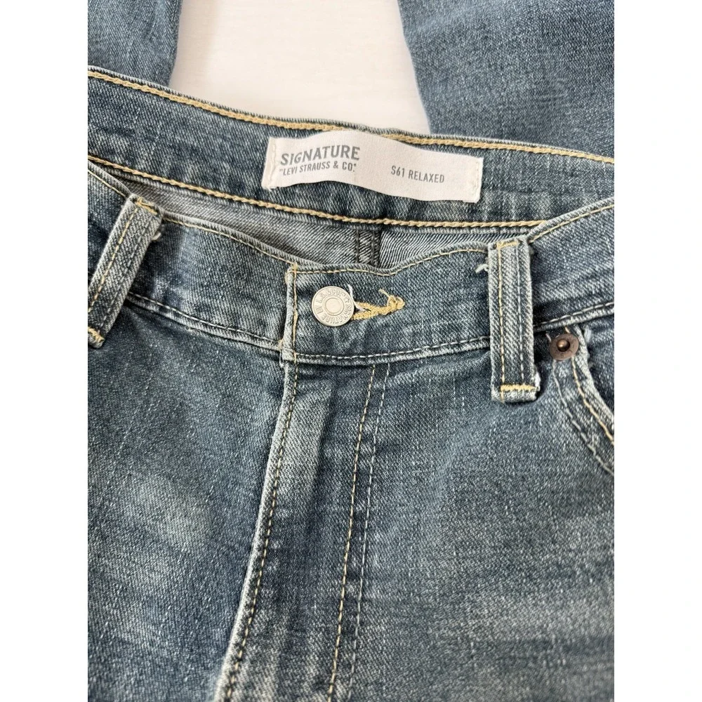 Mens Signature By Levi Strauss & Co. Blue Denim Jeans S61 Relaxed Fit Size 34x32
